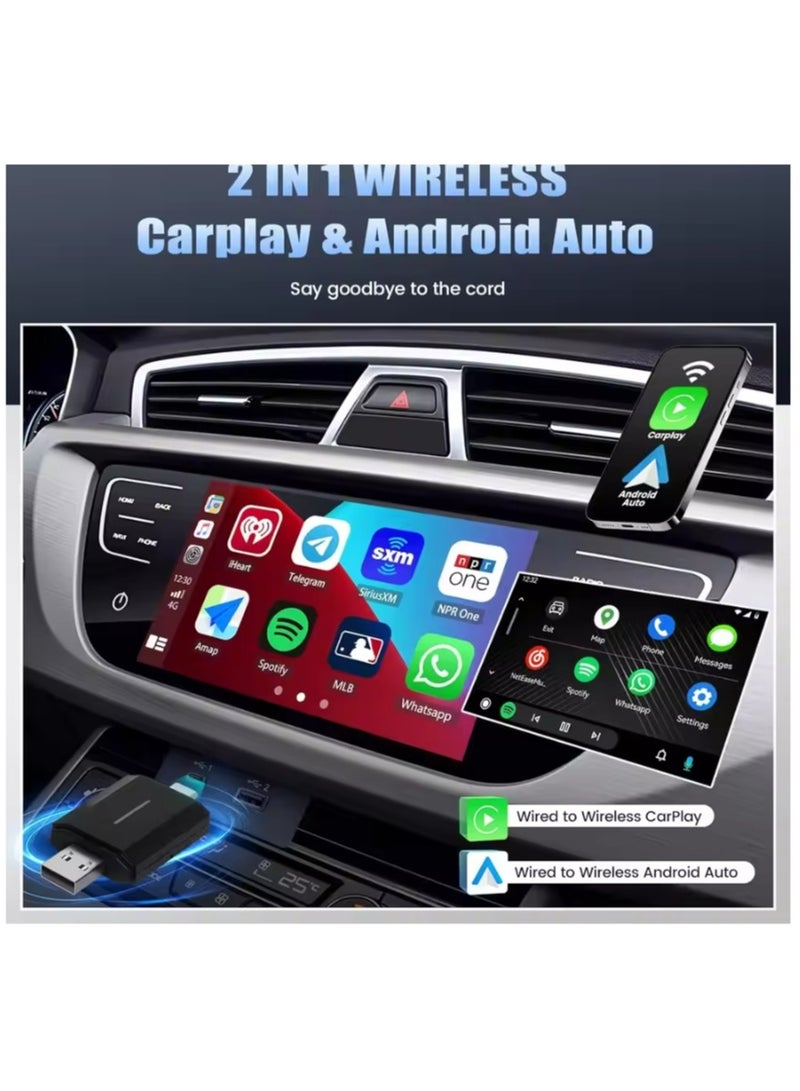 2 In 1 Mini Carplay Wireless Adapter Seamless Integration Android Auto For Apple USB Type-C Dongle In Universal Car - Image 3